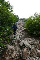 Fototapeta premium Mount Tanigawa is One of Japan’s famous 100 mountains. Mount Tanigawa, Tanigawadake is a craggy, rugged mountain found on the border of Gunma and Niigata prefectures in northern Minakami.