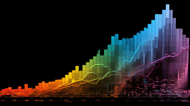 An impressive holographic waterfall chart, visualizing the gains and losses of the trader's diversified investment portfolio. Generative AI