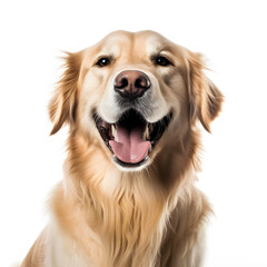  Golden Retriever golden Dog happy dog on white isolated background
