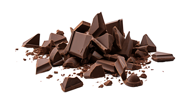 Fresh organic broken chocolate pieces transparent png background. Chocolate png