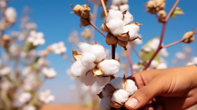
Cotton is ready for harvest in a cotton field.
