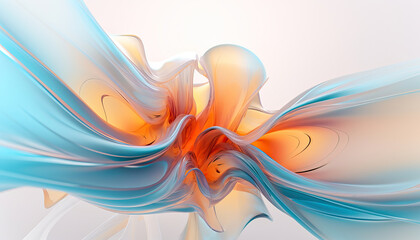 Abstract Flower in Orange, Blue, and White