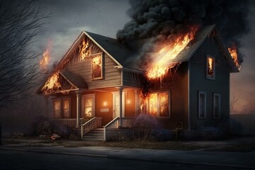 Residential fire. Generative AI