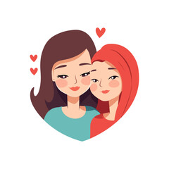 mother and girl, logo happy family vector