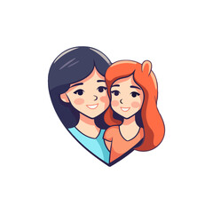 mother and girl, logo happy family vector