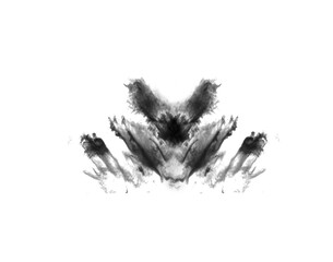 Black smoke cloud, fog or smokey flare and steam or gas, mist explosion with a powder spray. Rorschach test, design element and texture isolated on a transparent background