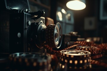 Fototapeta na wymiar A strip of film with images. Generative AI