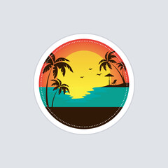 Illustration beach travel logo template