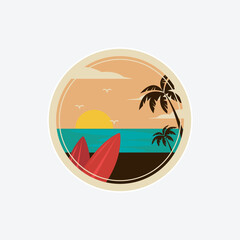Illustration beautiful beach logo template
