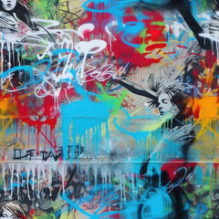 Obraz premium Graffiti art seamless repeat pattern, colorful funky 