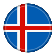 Obraz premium Iceland flag button 3d illustration with clipping path