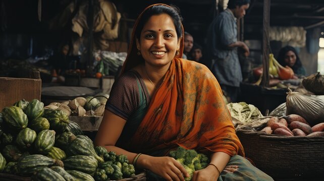 indian street market indian woman