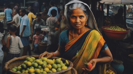 indian street market indian woman