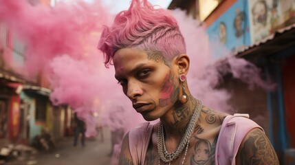 Obraz premium Ai generated portraits of gang members with funny sweets 