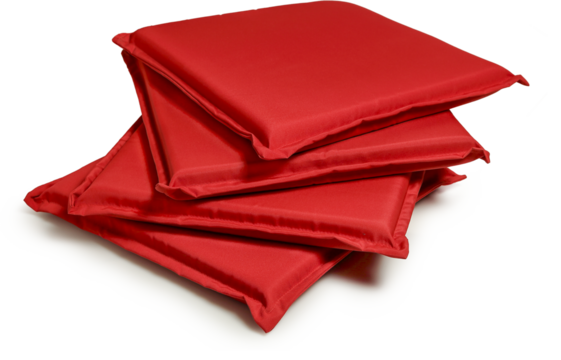 set of red chair cushions isolated