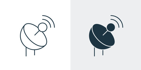 Gps or wifi antenna icon vector. Satellite Dish Receiver and Dish Antenna line drawing illustration 