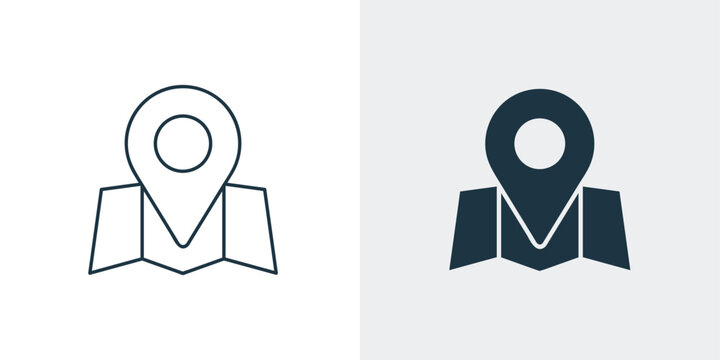 Location map pin icon vector. LGPS, Map, Navigation, Direction outline icon illustration