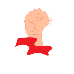 Vector illustration of Indonesian Independence Day celebration holding Indonesian flag