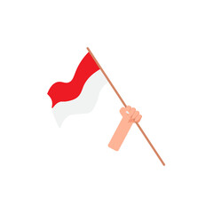 Vector illustration of Indonesian Independence Day celebration holding Indonesian flag