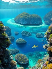 Coral reef and sea