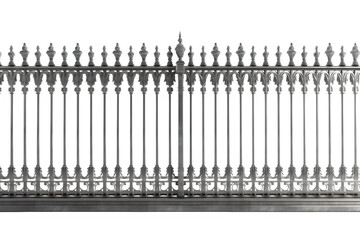 park iron fence cut out isolated on transparent background ,generative ai