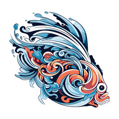 Vibrant Abstract Fish Illustration with A Burst of Colorful Aquatic Art