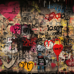 Fototapeta premium Graffiti art repeat pattern, colorful funky 