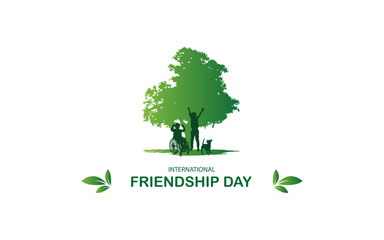 Friendship Day for t shirt logo poster banner cover greeting card web background eco green tree illustration vector design