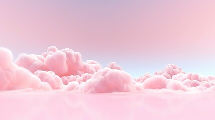 Generative AI, Pink magenta fantastic 3d clouds on the floor, sky and landscape. Gentle colors and with bright lights..