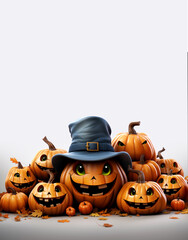 Halloween pumpkin jack o lantern isolated on white background generative ai
