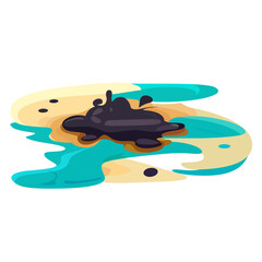 oil spilled on water mixing flat style vector clip art, Oil floating on water , black oil floating on water stock vector image