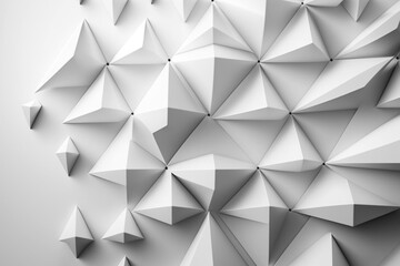 Clean modern surface with triangular 3d elements. White, geometric banner. Generative AI