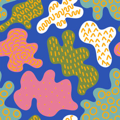 Abstract shapes modern seamless pattern design. Hand drawn vector illustration. Trendy organic seamless pattern for branding, packaging, fabric, textile, wallpaper