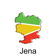 Jena map, detailed outline colorful regions of the German country. Vector illustration template design