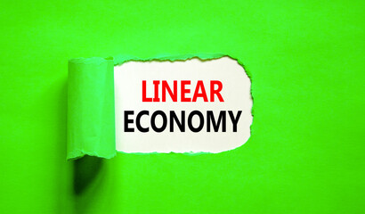 Linear economy symbol. Concept words Linear economy on beautiful white paper. Beautiful green...