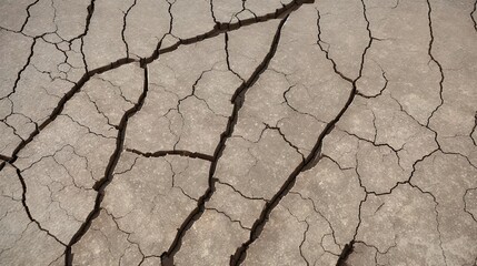 parched ground with a lot of cracks. bone dry ground with heat cracks. Dry seabed. Generative AI.