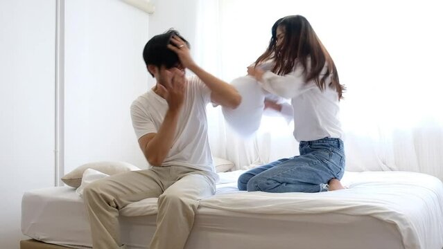 Asian young couples quarreling and using violence to solve problems cause family problems and domestic violence.