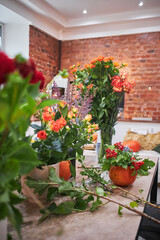 Master class on making bouquets. Autumn bouquet in a pumpkin. Flower arrangements, creating beautiful bouquets with your own hands