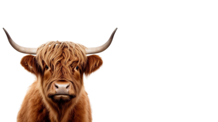 highland cow isolated on white background