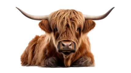 Crédence de cuisine en verre imprimé Highlander écossais scottish highland cow isolated