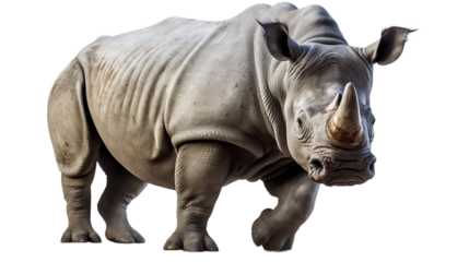 white rhinoceros isolated on white background