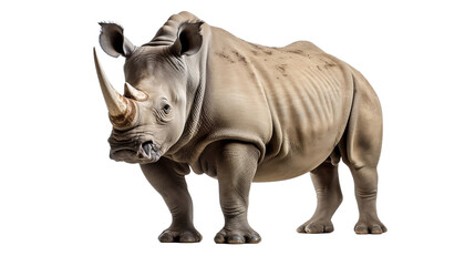 rhinoceros isolated on white background - obrazy, fototapety, plakaty