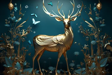 Foto op Aluminium modern and creative interior mural wall art wallpaper of a deer © Korexcalibur