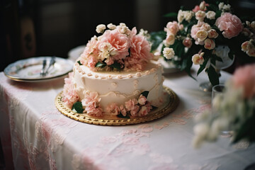 Obraz na płótnie Canvas Wedding cake on a table