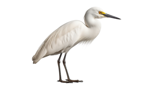 snowy egret isolated on white background