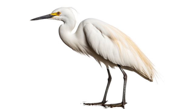snowy egret isolated on white background