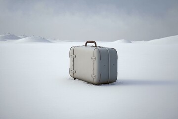 A solitary baggage on white surface. Generative AI