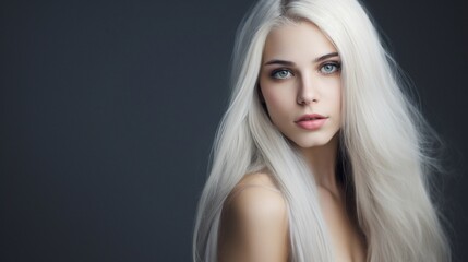 Naklejka premium Photo of young beautiful woman with magnificent hair. fashion studio portrait