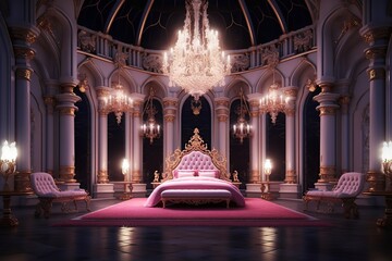 Fototapeta Princess bedroom in royal house. Ai art obraz