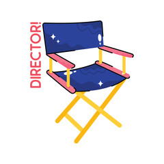 Director chair vector filled outline Sticker. EPS 10 file
